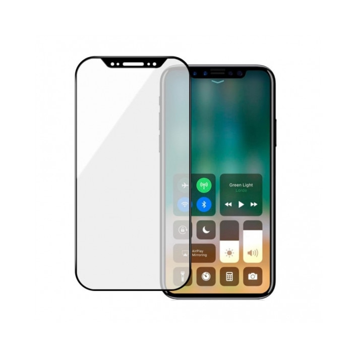 Folie de protectie din sticla temperata full size pentru iPhone X, Gema, negru
