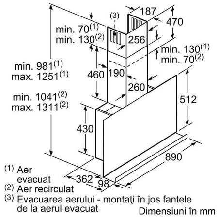 Hota incorporabila decorativa Neff D95FRM1S0, Putere de absorbtie 730 m3/h, 1 motor EfficientDrive, 90 cm, S, TouchControl, PowerBoost, RimmVentilation, Iluminare LED, Filtru de grasime din metal, Sticla neagra ce poate fi personalizata