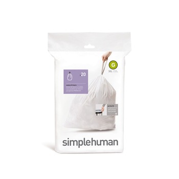 Saci menajeri Simplehuman CW166, 30 L, 20 buc/pachet, Alb Saci menajeri Simplehuman CW166, 30 L, 20 buc/pachet, Alb