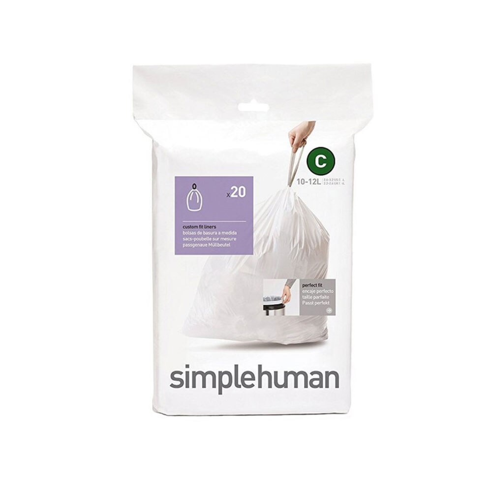 Saci menajeri Simplehuman CW162, 12 L, 20 buc/pachet, Alb