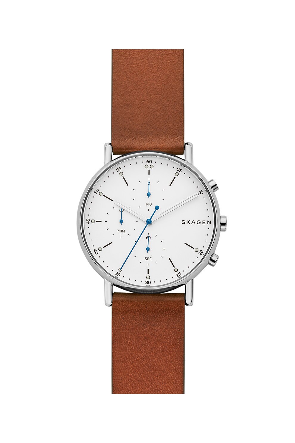 Skagen, Ceas cronograf cu o curea de piele Signatur, Maro scortisoara