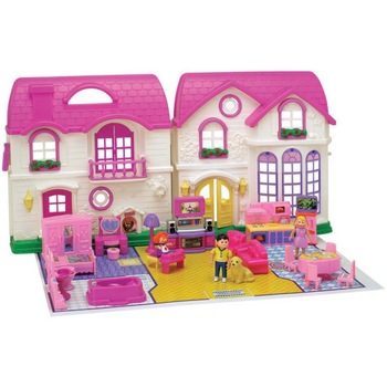 Casuta de jucarie copii pentru papusi alba cu lumini cu sunete 20 accesorii ,DIM 88x9x52 cm, ATS Casuta de jucarie copii pentru papusi alba cu lumini cu sunete 20 accesorii ,DIM 88x9x52 cm, ATS