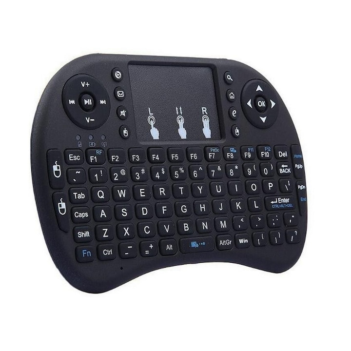 Mini tastatura wireless cu touchpad, neagra, USB receiver, portabila, iZowe