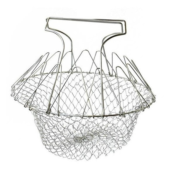 Cos pentru prajit Alimente, 20 cm, pliabil, otel inoxidabil