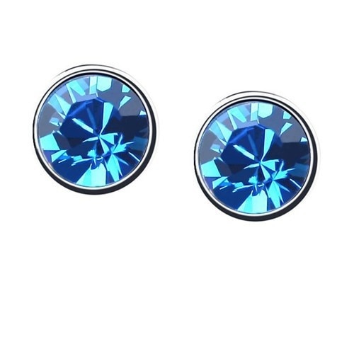 Cercei cu cristale Blue Marine Round