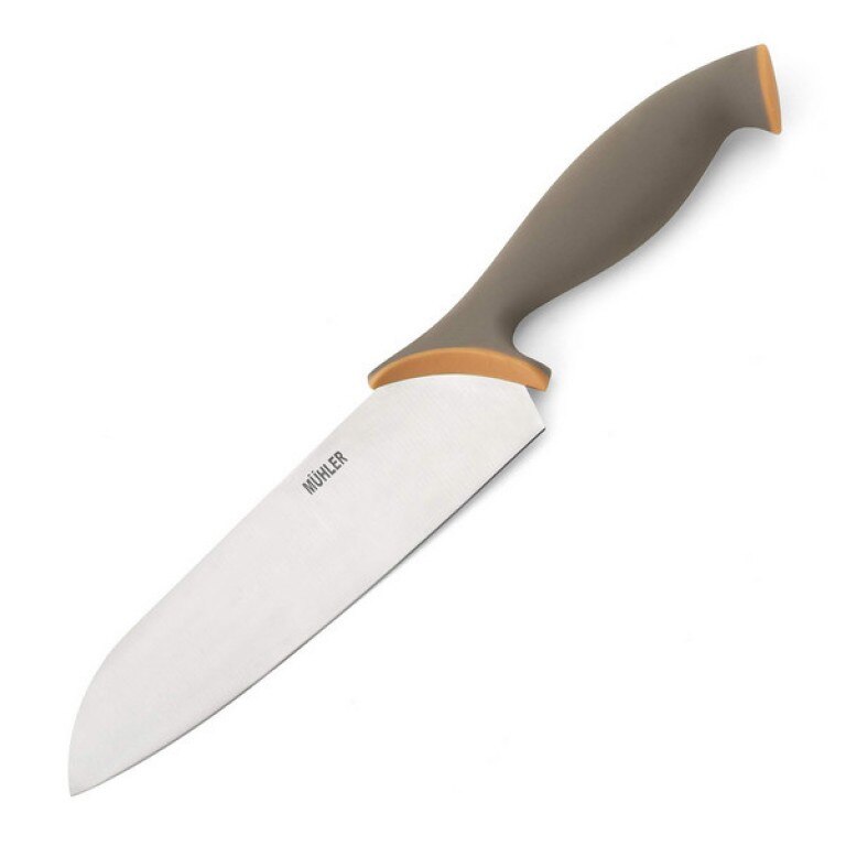 Cutit Santoku Muhler, MR-2418SS, Inox, 18 cm, Gri/Maro
