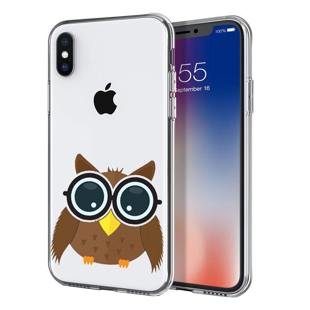 Carcasa Husa Apple iPhone X model Nerd Owl, Bufnita, Transparenta, + Folie de sticla securizata Apple iPhone X , Antisoc , Viceversa