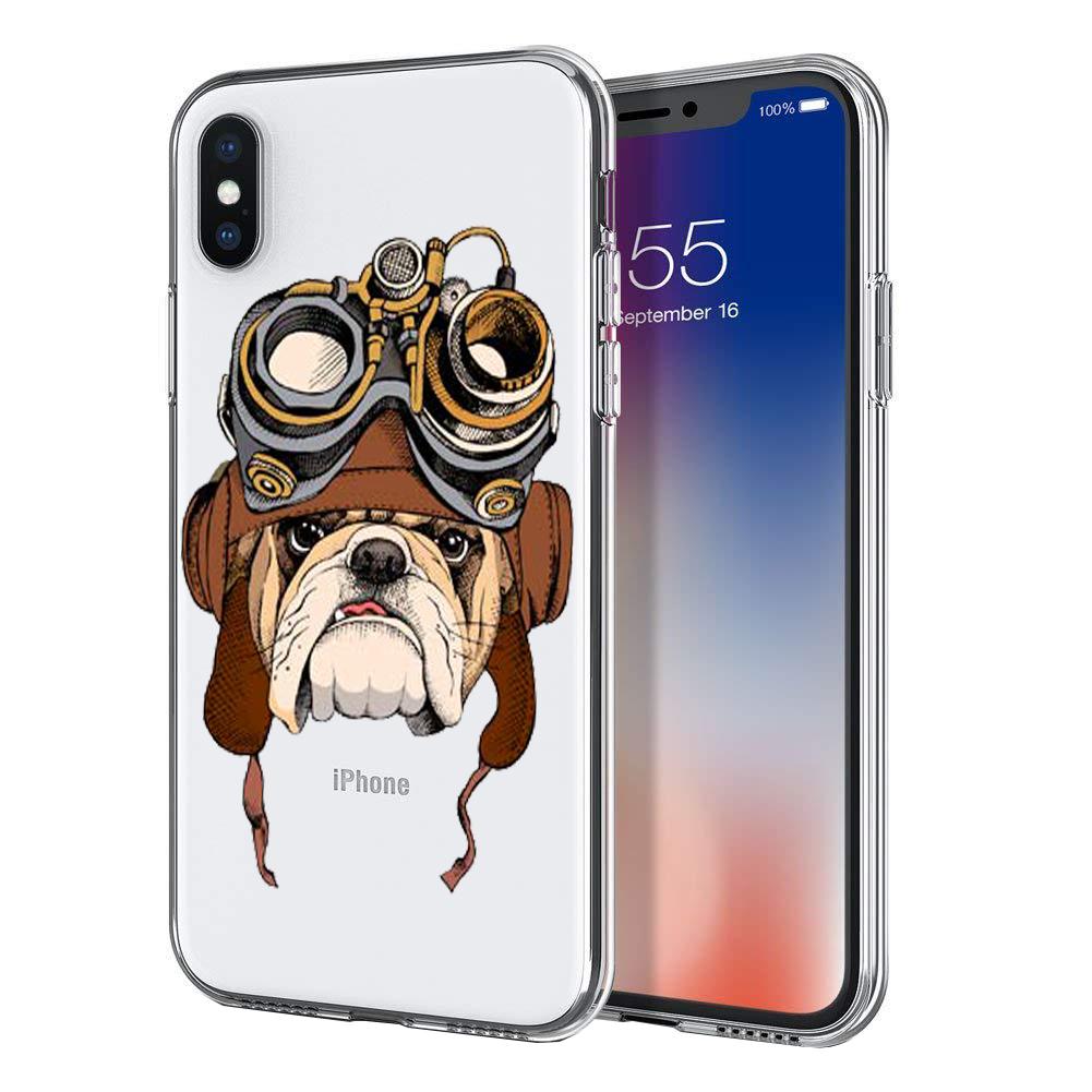 Carcasa Husa Apple iPhone X model Aviator Bulldog, Transparenta, + Folie de sticla securizata Apple iPhone X , Antisoc , Viceversa