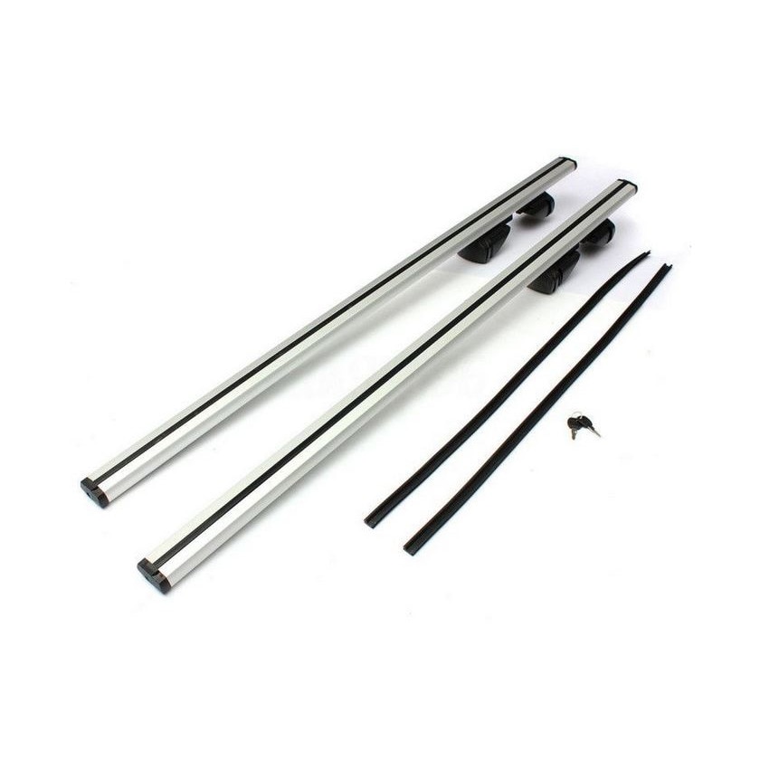 Bare portbagaj transversale din aluminiu cu cheie antifurt, compatibile cu toate masinile dotate cu bare longitudinale + Burete siliconic CADOU