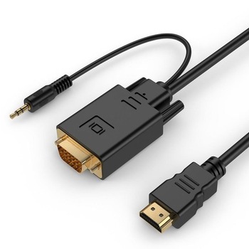 Adaptor HDMI tata la VGA+audio, negru, port unic, lungime 3m, VGA-03-10 Adaptor HDMI tata la VGA+audio, negru, port unic, lungime 3m, VGA-03-10