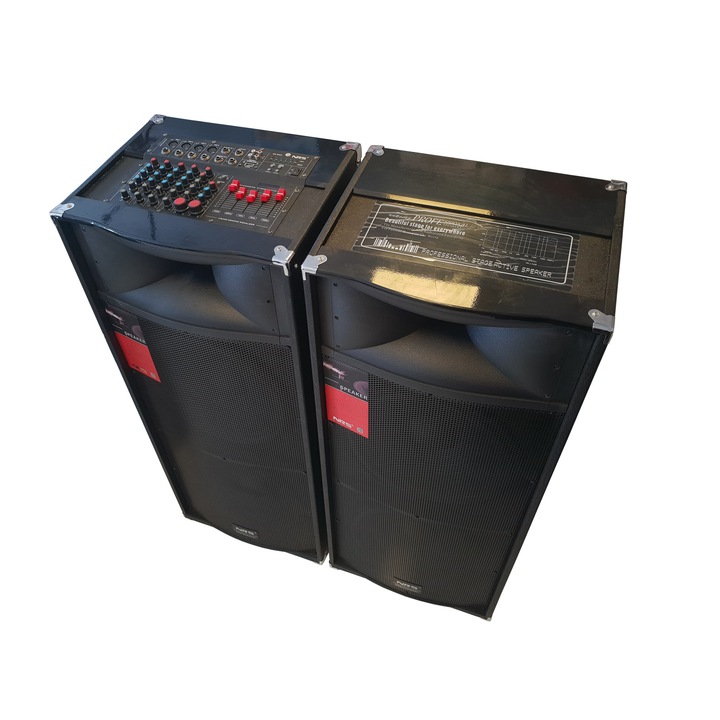 Boxe Active Profesionale 2 x 460 W, 2 Microfoane Wi-Fi, Karaoke ...