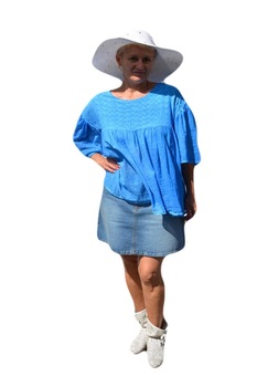 Bluza casual, fronseura cu broderie, D&J Exclusive, Albastru Bluza casual, fronseura cu broderie, D&J Exclusive, Albastru