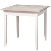 Masa Sufragerie lemn masiv brad, blat periat adanc gri/picioare albe, 80 x 80 x 78 cm