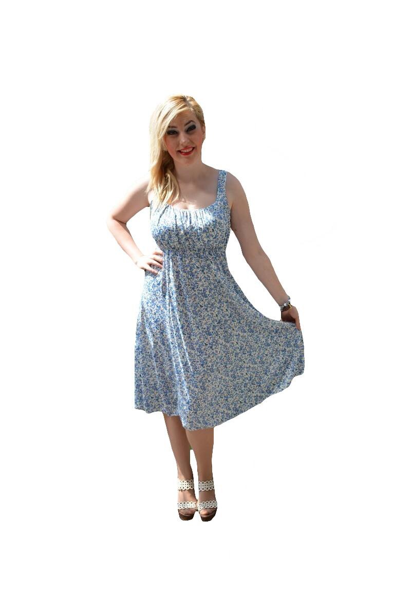 Rochie de plaja, design floral, D&J Exclusive, Albastru