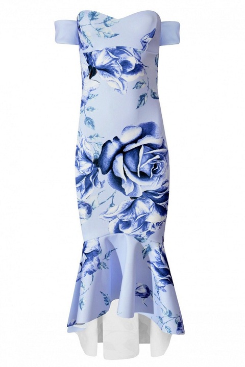 Rochie eleganta, Megic Felicia, imprimeu floral, Albastru lavanda