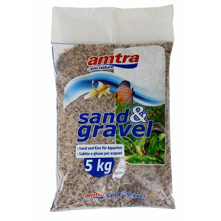 Nisip acvariu grosier Amtra natural mix punga 5 kg granulatie 4 mm