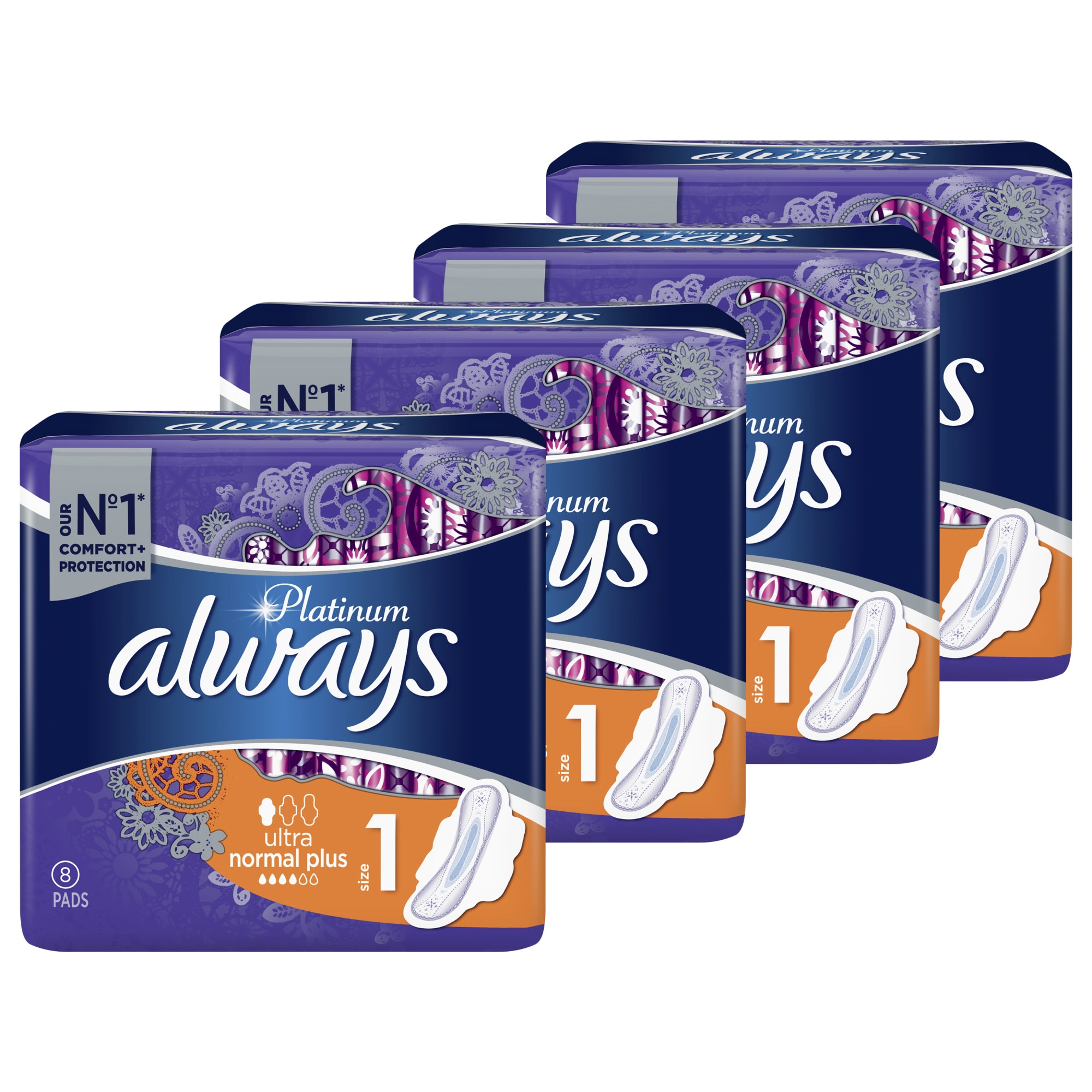 Pachet promo Always Platinum Normal, 4 X 8 bucati