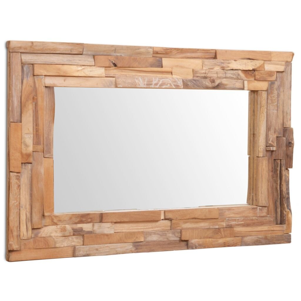Oglinda decorativa, vidaXL, din lemn de tec, maro