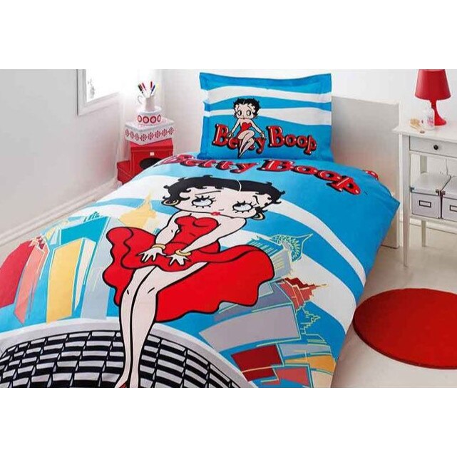 Lenjerie de pat copii bumbac BETTY BOOP, bumbac 100%, 1 pers. , 4 piese, 160x220 / 50x70