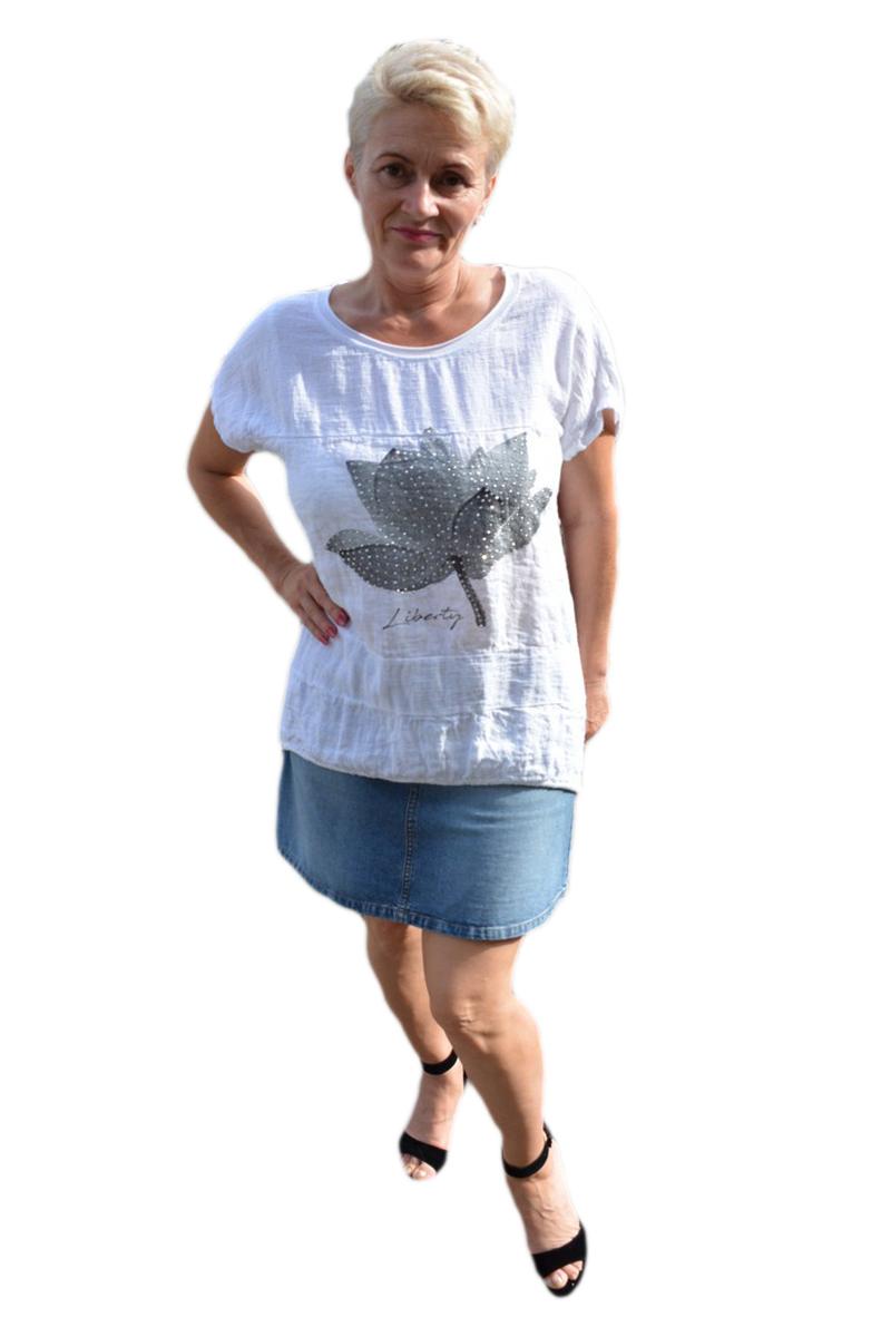 Tricou casual cu design asimetric, D&J Exclusive, Alb