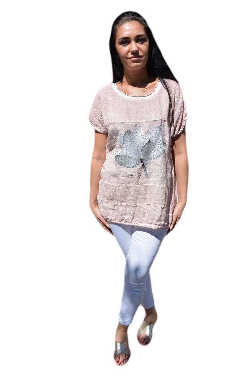 Tricou casual cu design asimetric, D&J Exclusive, Plamaniu