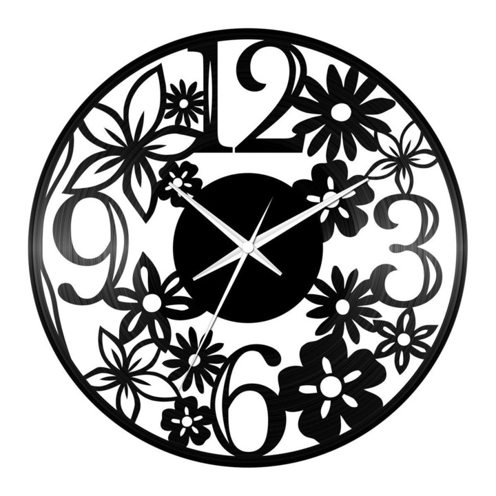 Nagy számos bakelit óra virágokkal