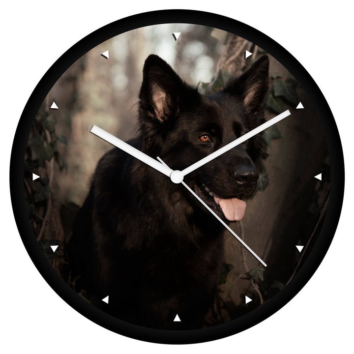 Fekete német juhász falióra - órás