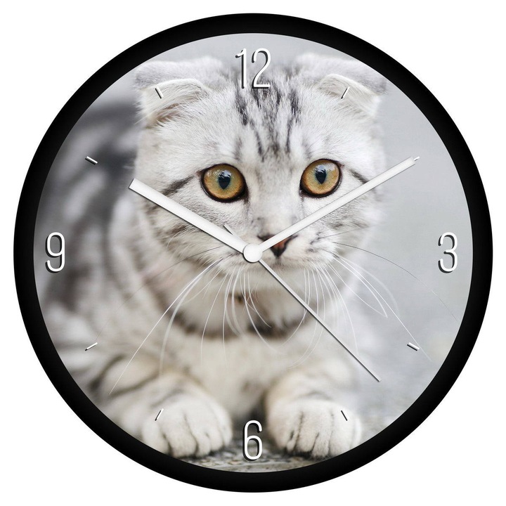 Lógó fülű cica falióra - negyedes