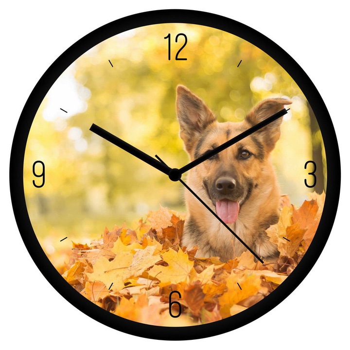 Német juhász falevelekben falióra - negyedes