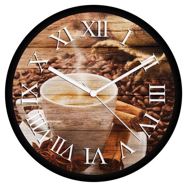 Kávé csészés falióra - római