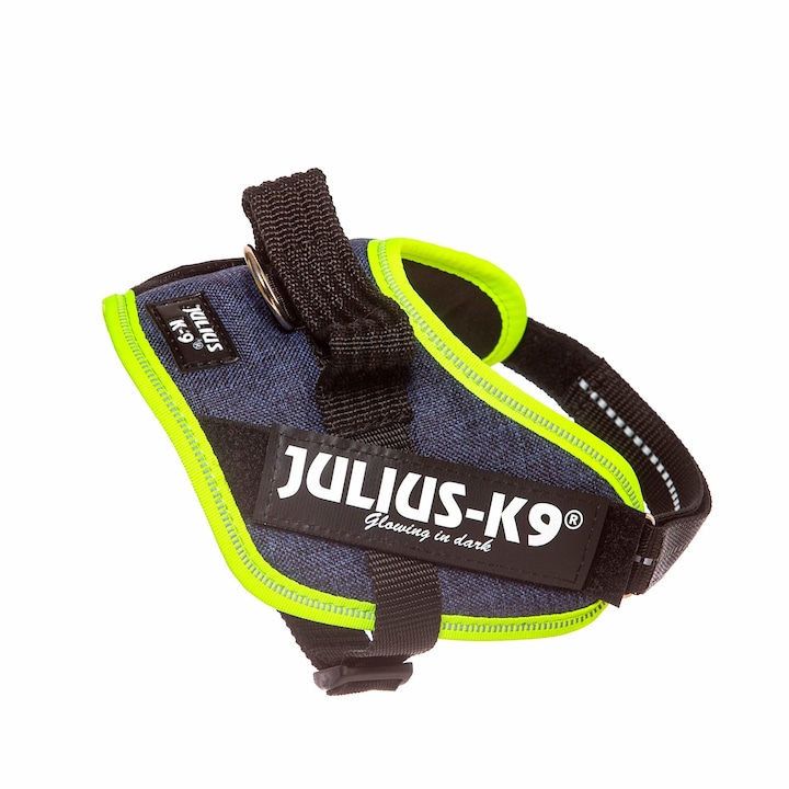 IDC Power колан за кучета, Julius K9, Среден размер, 7-15 кг, Дънки/Неон