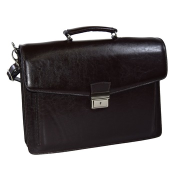 The Bag Shop - Unisex aktatáska sötétbarna bőr, modell 14 Classic, TheBagShop