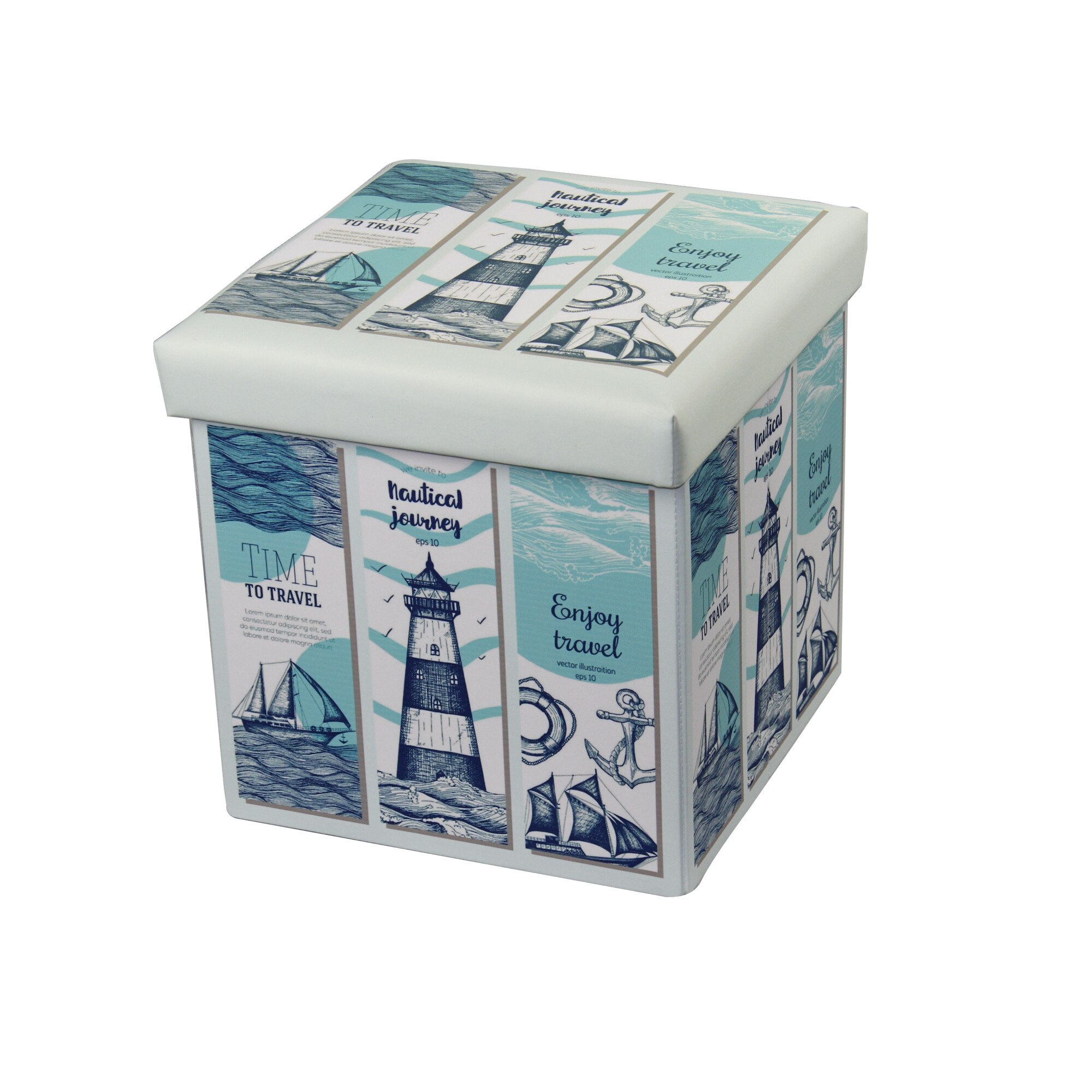 Taburet pliabil cu spatiu de depozitare 38X38 TB57 NAUTICAL