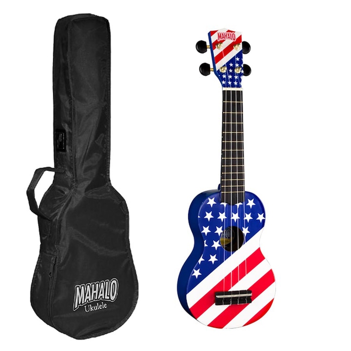 Mahalo U/USA Szoprán ukulele szett Amerikai Egyesült Államok zászló