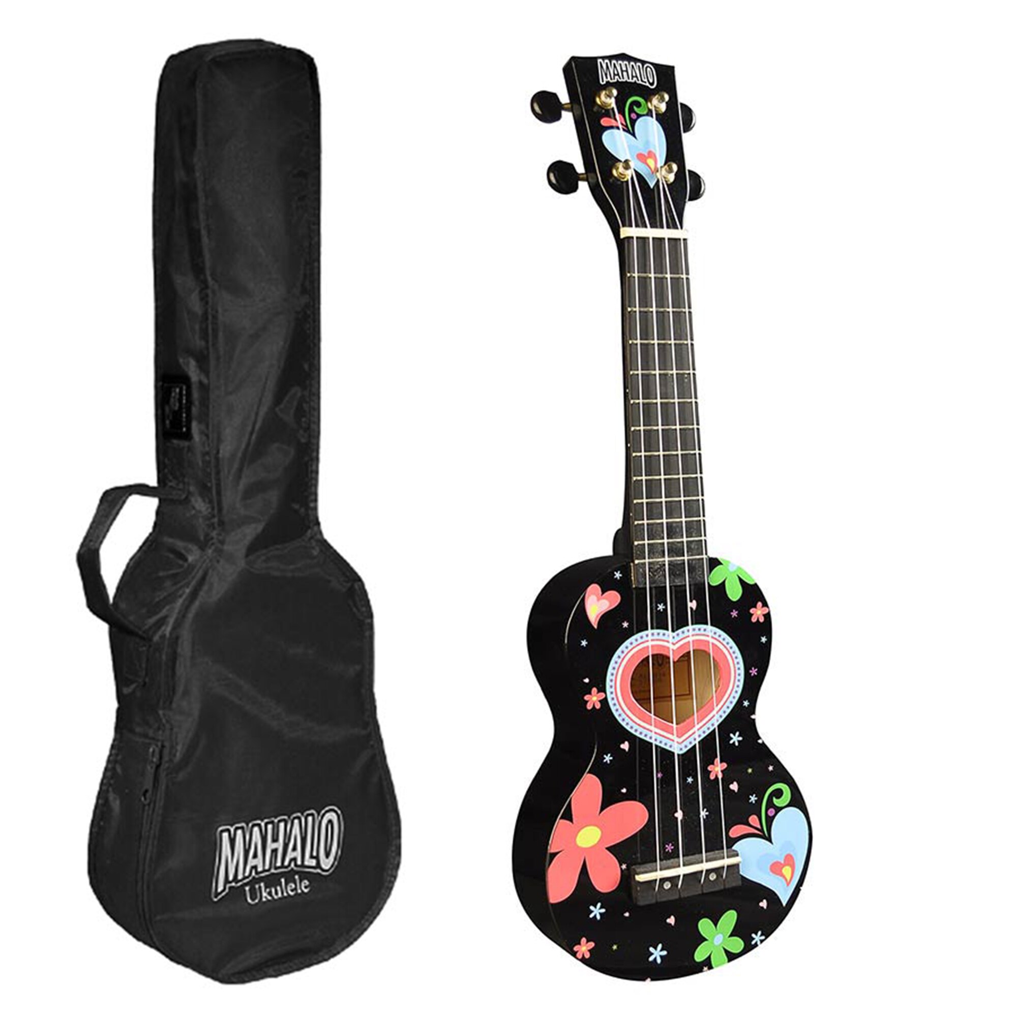 Set ukulele Mahalo Art MA1HE/BK Heart inima-flori, negru