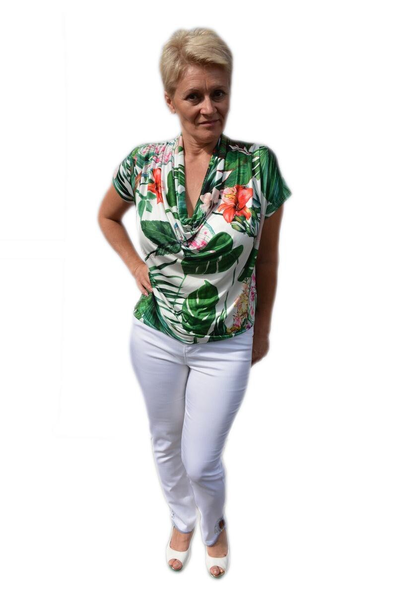 Bluza casual cu imprimeu multicolor, D&J Exclusive, Verde