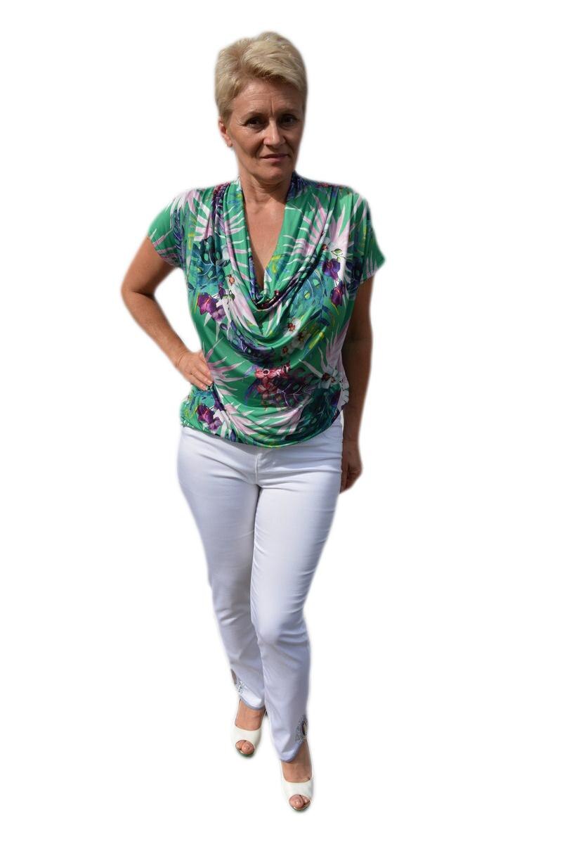 Bluza casual cu imprimeu multicolor, D&J Exclusive, Turcoaz