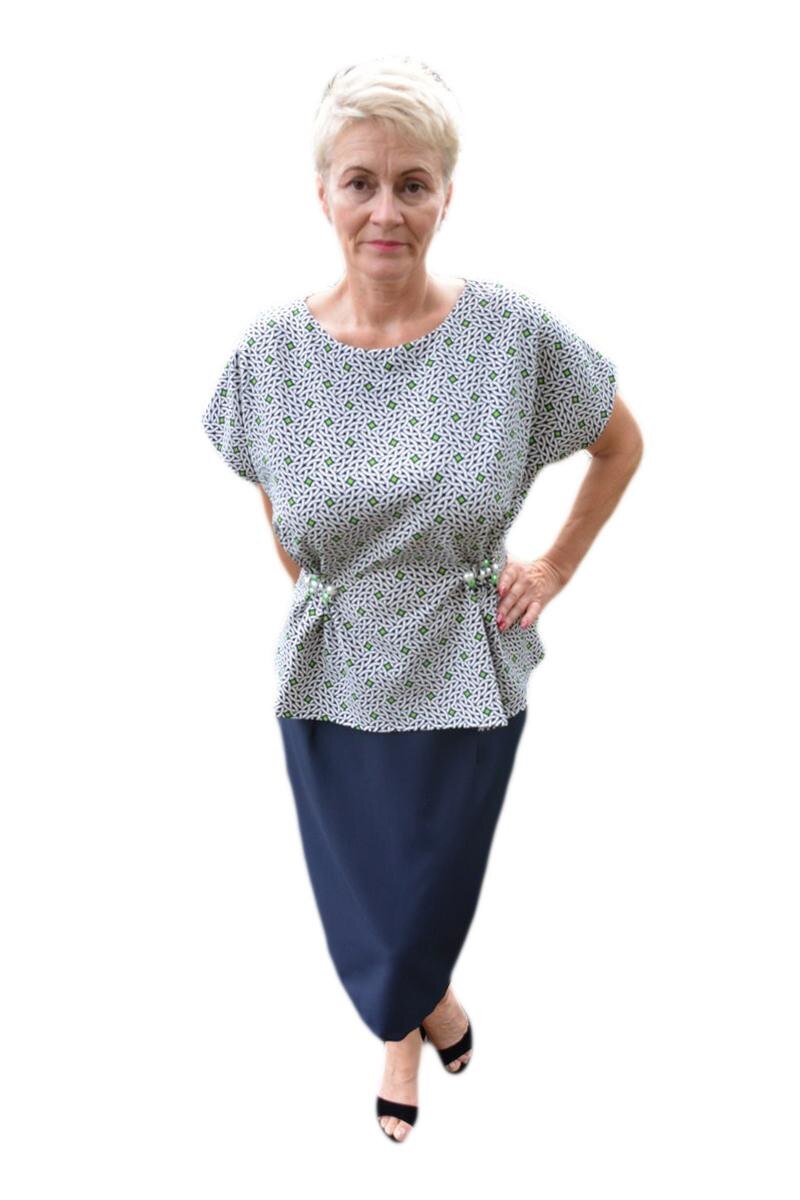 Rochie casual din doua piese, D&J Exclusive, Bleumarin-verde