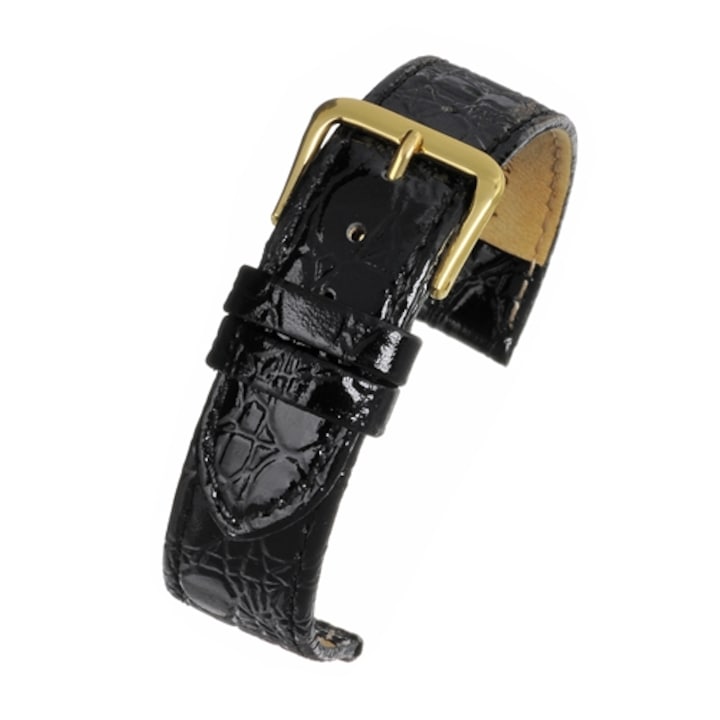 Curea Piele Naturala Textura Croco, neagra 14 mm