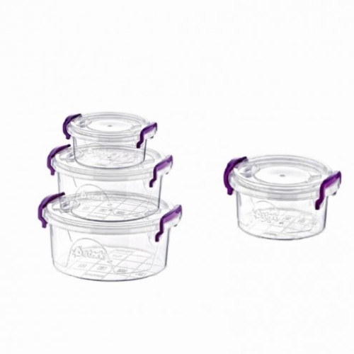 Set 4 cutii alimente rotunde cu maner si capac Sterk Maya