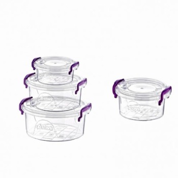 Set 4 cutii alimente rotunde cu maner si capac Sterk Maya Set 4 cutii alimente rotunde cu maner si capac Sterk Maya