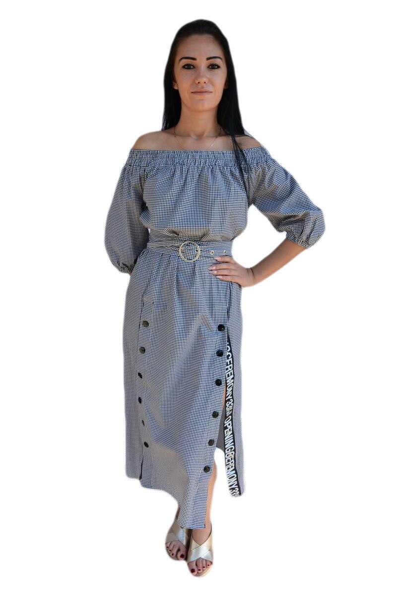 Rochie deosebita cu umeri goi, D&J Exclusive, Negru-Alb