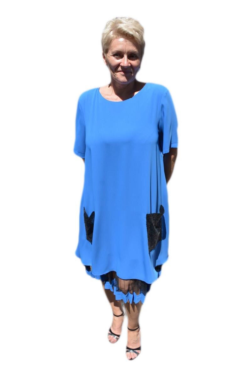 Rochie de primavara-vara cu maneca scurta, D&J Exclusive, Albastru