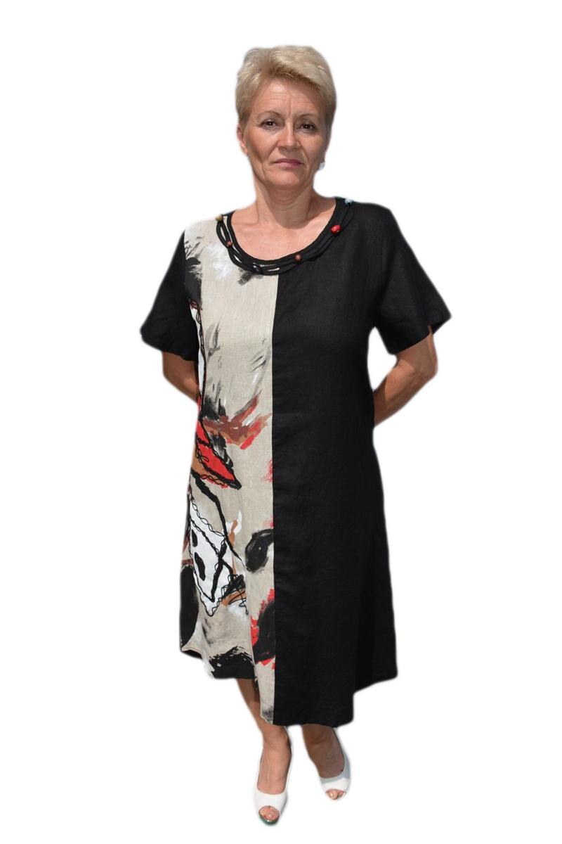 Rochie de zi cu design abstract, D&J Exclusive, Negru