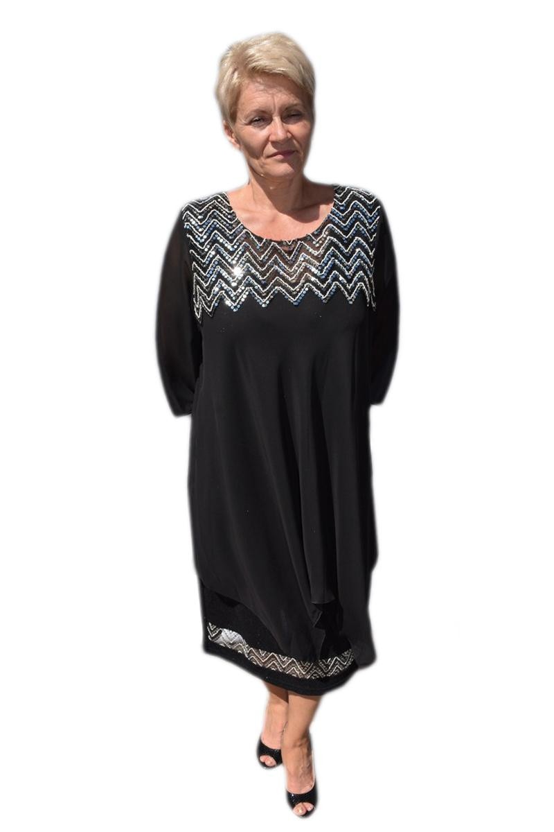 Rochie de ocazie, vaporoasa, din voal si dantela, D&J Exclusive, Negru