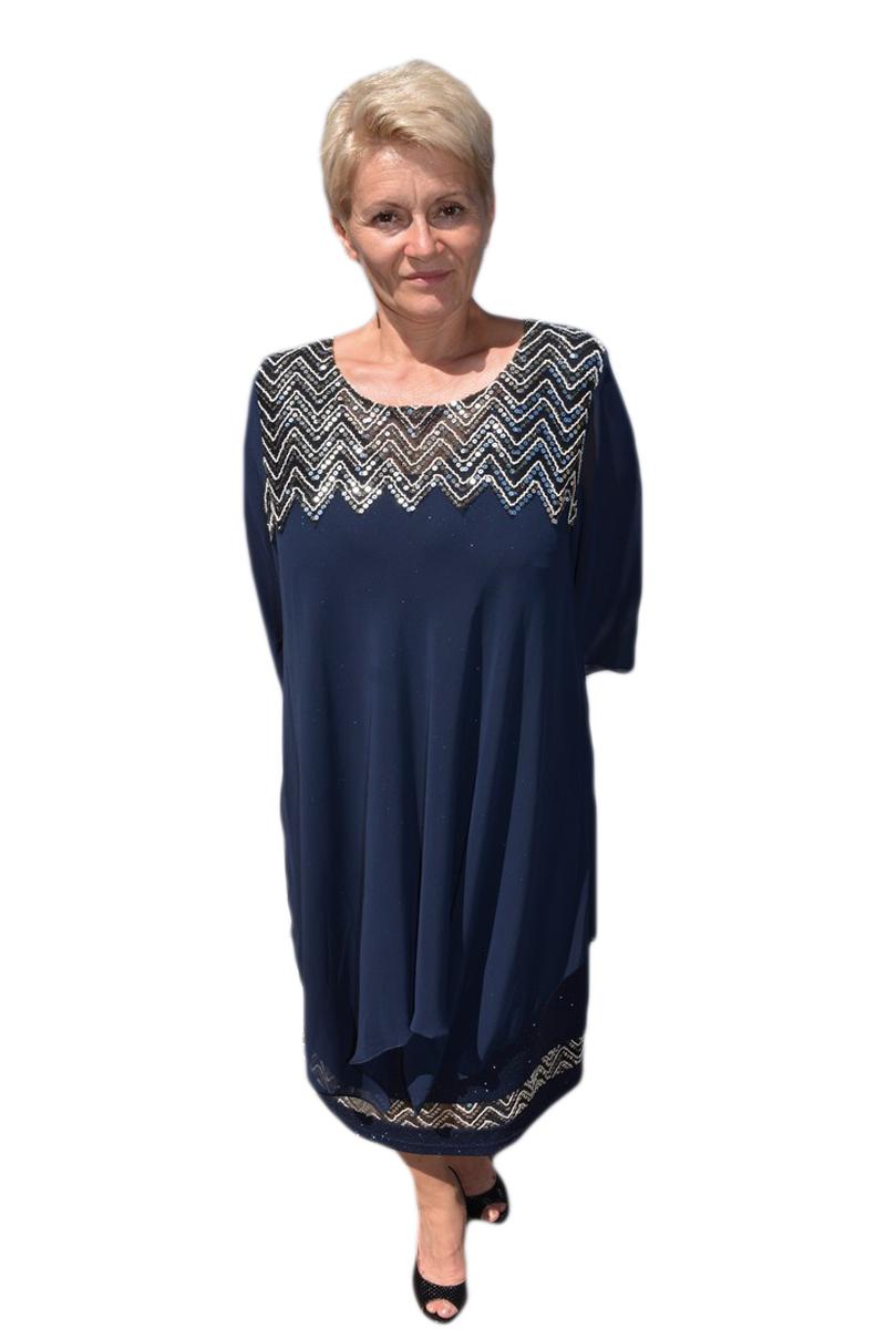 Rochie eleganta, cu paiete, D&J Exclussive, bleumarin, Bleumarin