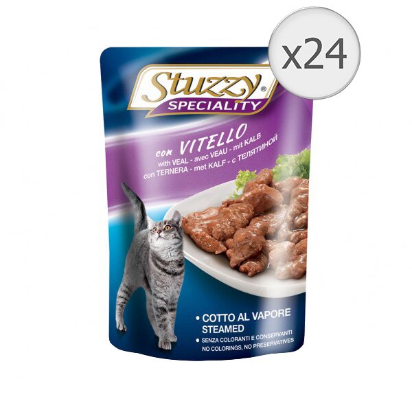 Hrana umeda pentru pisici Stuzzy Speciality, Vitel, 24x100g