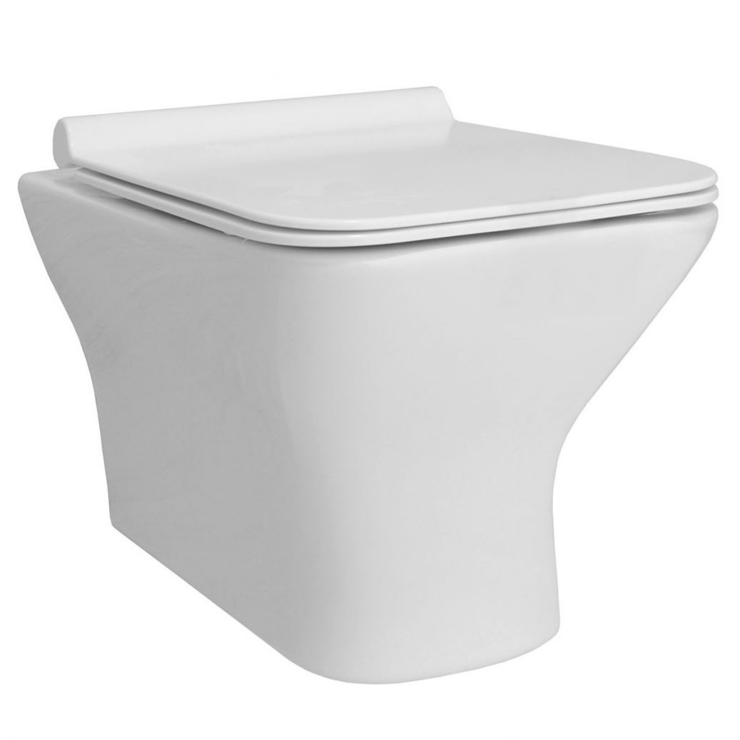 Vas wc EGO-BRU, suspendat, Rimless-fara bordura, capac Duroplast inclus