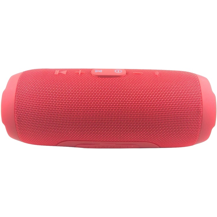 HMX, Charge3 vezeték nélküli bluetooth hordozható hangszóró, Power Bank, 5V, 2A, USB, AUX, rádió, piros