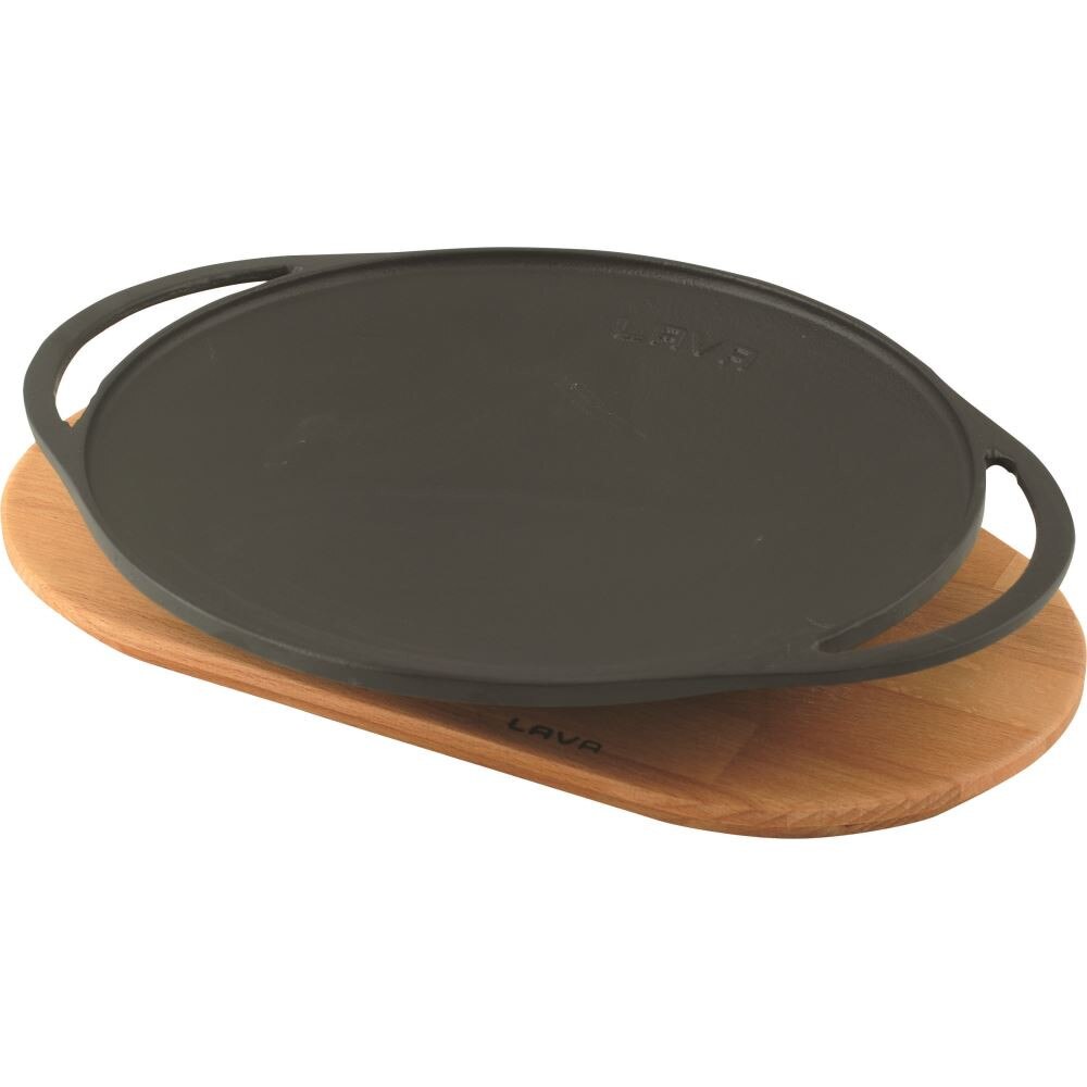Wok cu suport de lemn, Fonta, 28 cm
